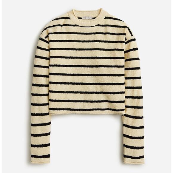 J.Crew Cropped Boucle Rollneck Sweater Striped Cotton Blend Nautical XXL NWT - Picture 3 of 13